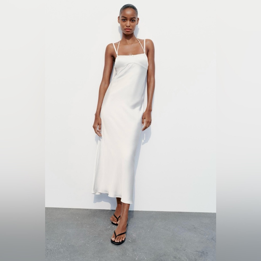 White midi zara slip dress